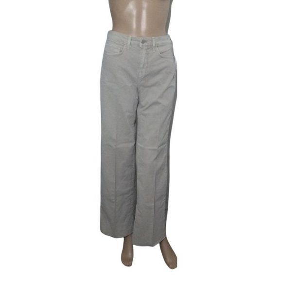 L'agence High Rise Wide Leg Khaki Jeans Raw Hem